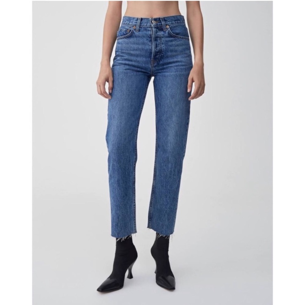 RE/DONE Redone High Rise 70s Stove Pipe Jeans 22” Women’s size 25 in Blue